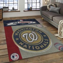 mlb washington nationals baseball team logo rectangle area rug dark room wn16