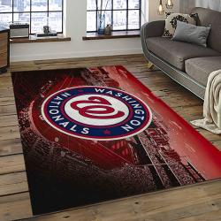 mlb washington nationals baseball team logo rectangle area rug dark room wn18