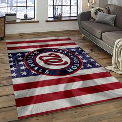 mlb washington nationals baseball team logo rectangle area rug dark room wn19