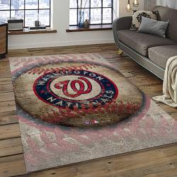 mlb washington nationals baseball team logo rectangle area rug dark room wn20
