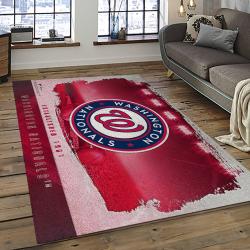 mlb washington nationals baseball team logo rectangle area rug dark room wn21