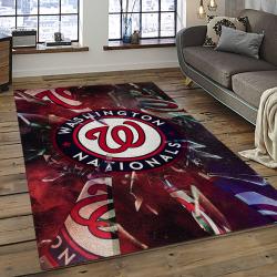 mlb washington nationals baseball team logo rectangle area rug dark room wn22