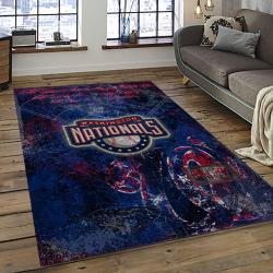 mlb washington nationals baseball team logo rectangle area rug dark room wn23