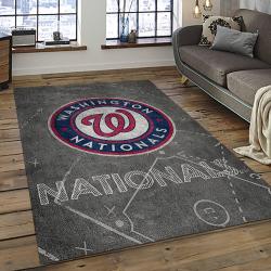 mlb washington nationals baseball team logo rectangle area rug dark room wn24