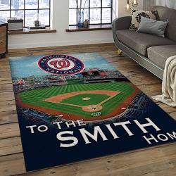 mlb washington nationals baseball team logo rectangle area rug dark room wn25