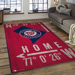mlb washington nationals baseball team logo rectangle area rug dark room wn26