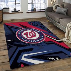 mlb washington nationals baseball team logo rectangle area rug dark room wn29