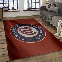 mlb washington nationals baseball team logo rectangle area rug dark room wn30