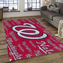 mlb washington nationals baseball team logo rectangle area rug dark room wn33