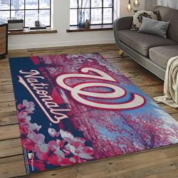 mlb washington nationals baseball team logo rectangle area rug dark room wn34