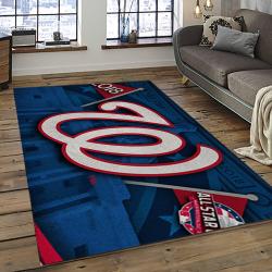 mlb washington nationals baseball team logo rectangle area rug dark room wn35