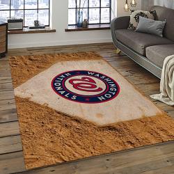mlb washington nationals baseball team logo rectangle area rug dark room wn36