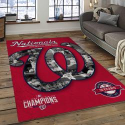 mlb washington nationals baseball team logo rectangle area rug dark room wn37