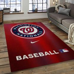 mlb washington nationals baseball team logo rectangle area rug dark room wn40