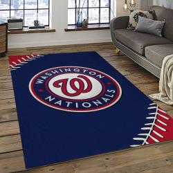 mlb washington nationals baseball team logo rectangle area rug dark room wn41