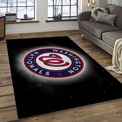 mlb washington nationals baseball team logo rectangle area rug dark room wn42