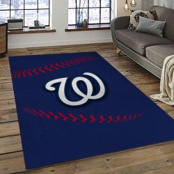 mlb washington nationals baseball team logo rectangle area rug dark room wn43