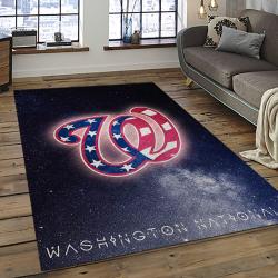 mlb washington nationals baseball team logo rectangle area rug dark room wn44