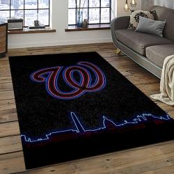 mlb washington nationals baseball team logo rectangle area rug dark room wn45
