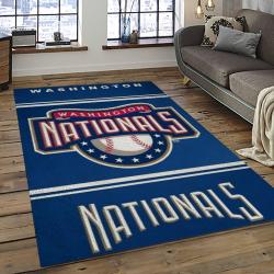 mlb washington nationals baseball team logo rectangle area rug dark room wn46