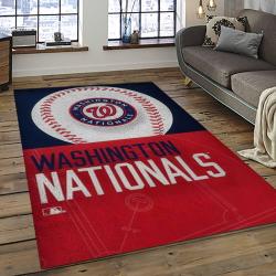 mlb washington nationals baseball team logo rectangle area rug dark room wn50