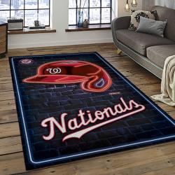 mlb washington nationals baseball team logo rectangle area rug dark room wn52
