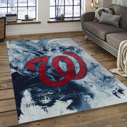 mlb washington nationals baseball team logo rectangle area rug dark room wn53