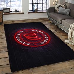 mlb washington nationals baseball team logo rectangle area rug dark room wn56