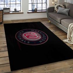 mlb washington nationals baseball team logo rectangle area rug dark room wn57