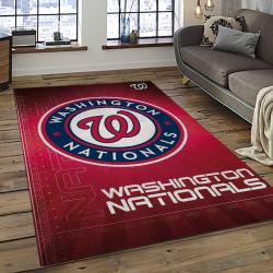 mlb washington nationals baseball team logo rectangle area rug dark room wn59