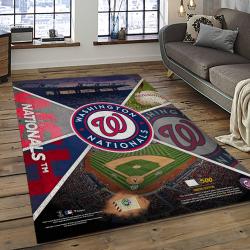 mlb washington nationals baseball team logo rectangle area rug dark room wn60