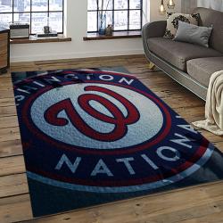 mlb washington nationals baseball team logo rectangle area rug dark room wn62