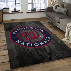 mlb washington nationals baseball team logo rectangle area rug dark room wn63