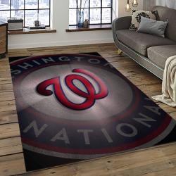 mlb washington nationals baseball team logo rectangle area rug dark room wn66