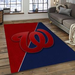 mlb washington nationals baseball team logo rectangle area rug dark room wn68