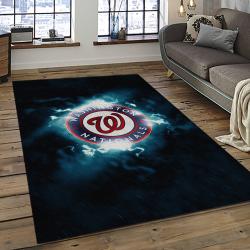mlb washington nationals baseball team logo rectangle area rug dark room wn69