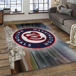 mlb washington nationals baseball team logo rectangle area rug dark room wn73