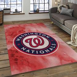 mlb washington nationals baseball team logo rectangle area rug dark room wn74