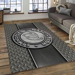 mlb washington nationals baseball team logo rectangle area rug dark room wn75