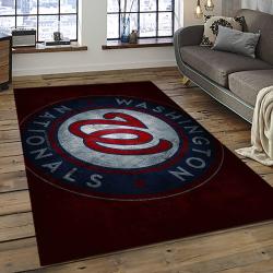 mlb washington nationals baseball team logo rectangle area rug dark room wn86