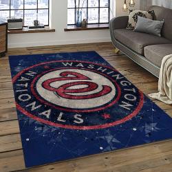 mlb washington nationals baseball team logo rectangle area rug dark room wn89