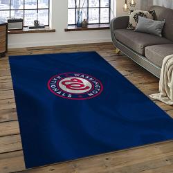 mlb washington nationals baseball team logo rectangle area rug dark room wn90