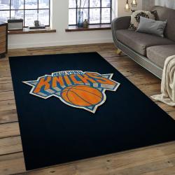 nba new york knicks basketball team logo rectangle area rug dark room nyk07