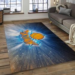 nba new york knicks basketball team logo rectangle area rug dark room nyk10