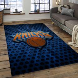 nba new york knicks basketball team logo rectangle area rug dark room nyk14