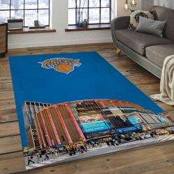 nba new york knicks basketball team logo rectangle area rug dark room nyk15
