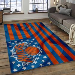 nba new york knicks basketball team logo rectangle area rug dark room nyk25