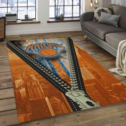 nba new york knicks basketball team logo rectangle area rug dark room nyk28