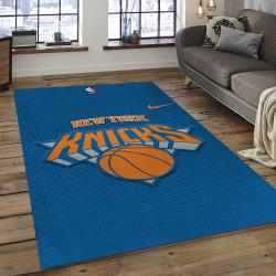 nba new york knicks basketball team logo rectangle area rug dark room nyk30