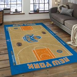 nba new york knicks basketball team logo rectangle area rug dark room nyk40